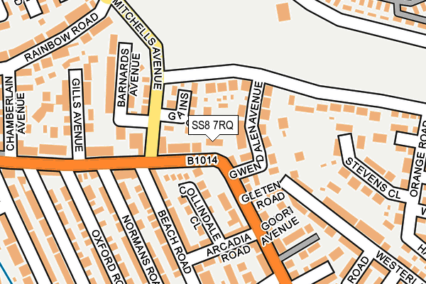 SS8 7RQ map - OS OpenMap – Local (Ordnance Survey)