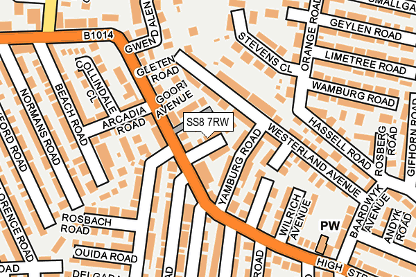 SS8 7RW map - OS OpenMap – Local (Ordnance Survey)