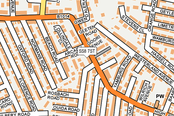 SS8 7ST map - OS OpenMap – Local (Ordnance Survey)