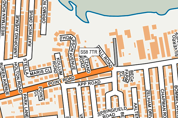 SS8 7TR map - OS OpenMap – Local (Ordnance Survey)