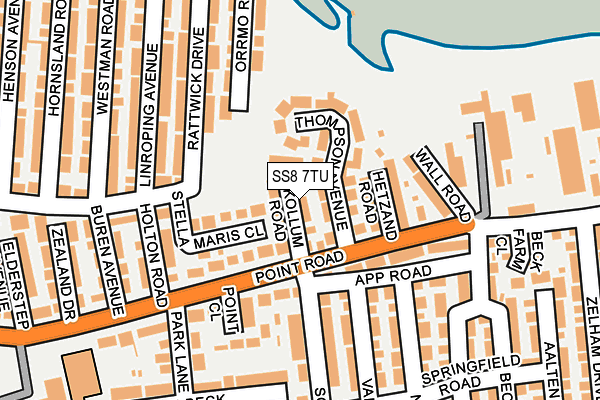 SS8 7TU map - OS OpenMap – Local (Ordnance Survey)