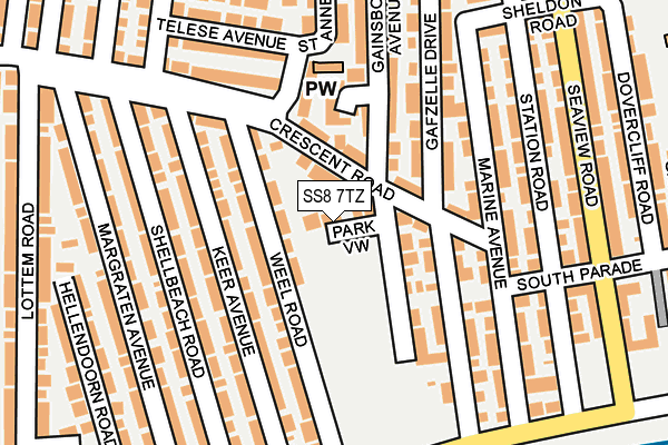 SS8 7TZ map - OS OpenMap – Local (Ordnance Survey)