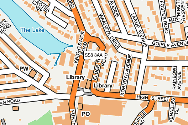 SS8 8AA map - OS OpenMap – Local (Ordnance Survey)