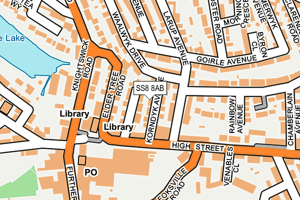 SS8 8AB map - OS OpenMap – Local (Ordnance Survey)