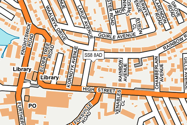 SS8 8AD map - OS OpenMap – Local (Ordnance Survey)