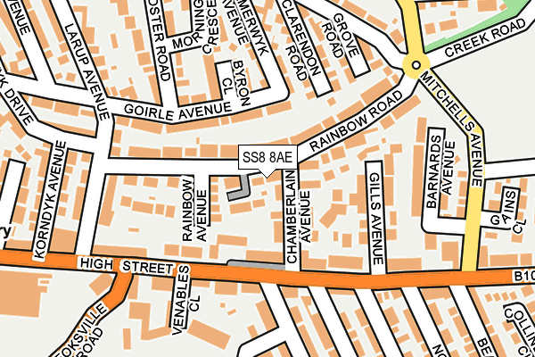 SS8 8AE map - OS OpenMap – Local (Ordnance Survey)