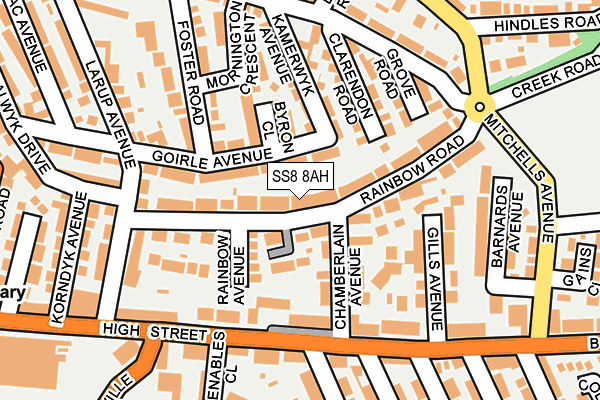 SS8 8AH map - OS OpenMap – Local (Ordnance Survey)