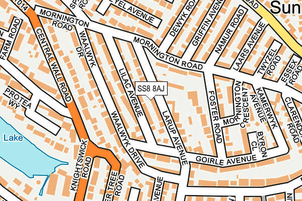 SS8 8AJ map - OS OpenMap – Local (Ordnance Survey)