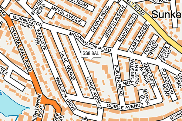 SS8 8AL map - OS OpenMap – Local (Ordnance Survey)