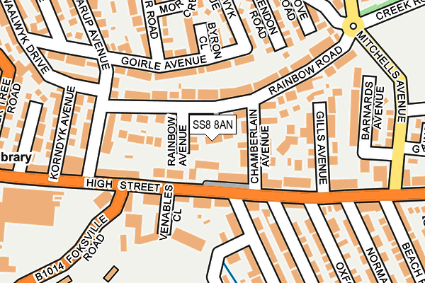 SS8 8AN map - OS OpenMap – Local (Ordnance Survey)