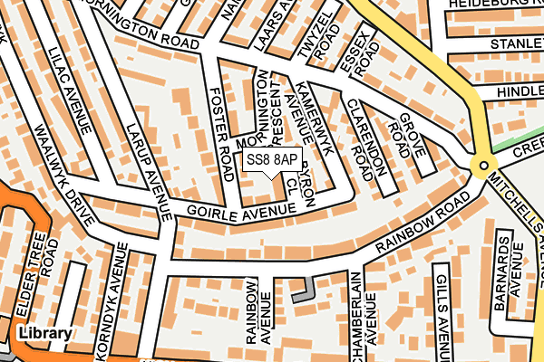 SS8 8AP map - OS OpenMap – Local (Ordnance Survey)