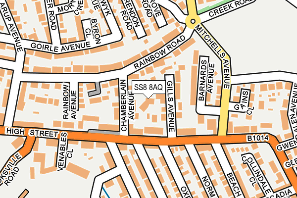 SS8 8AQ map - OS OpenMap – Local (Ordnance Survey)