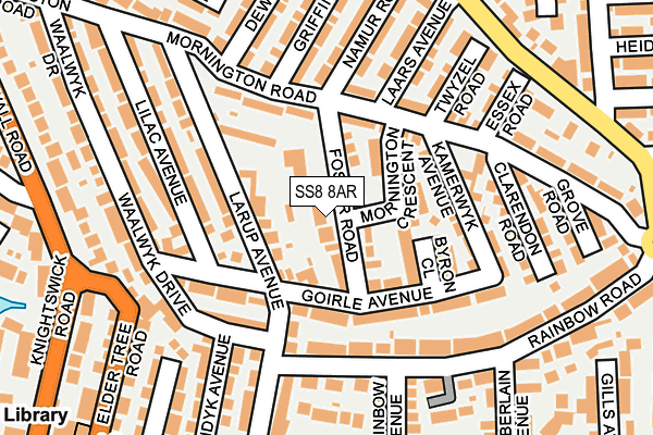 SS8 8AR map - OS OpenMap – Local (Ordnance Survey)