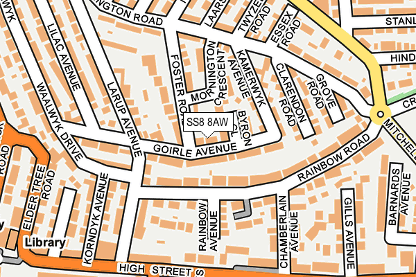SS8 8AW map - OS OpenMap – Local (Ordnance Survey)