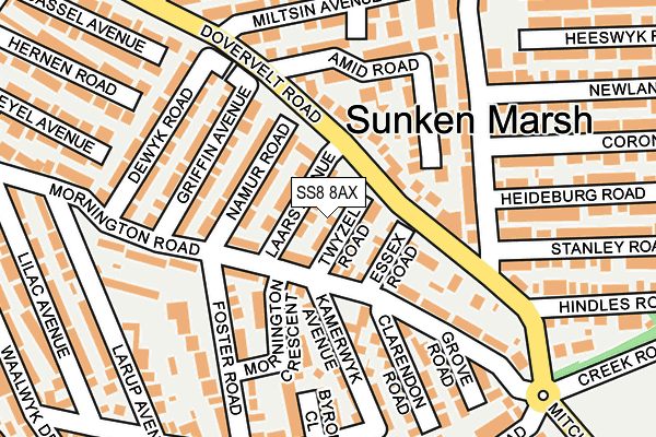 SS8 8AX map - OS OpenMap – Local (Ordnance Survey)