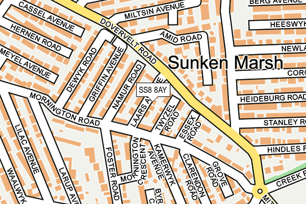 SS8 8AY map - OS OpenMap – Local (Ordnance Survey)