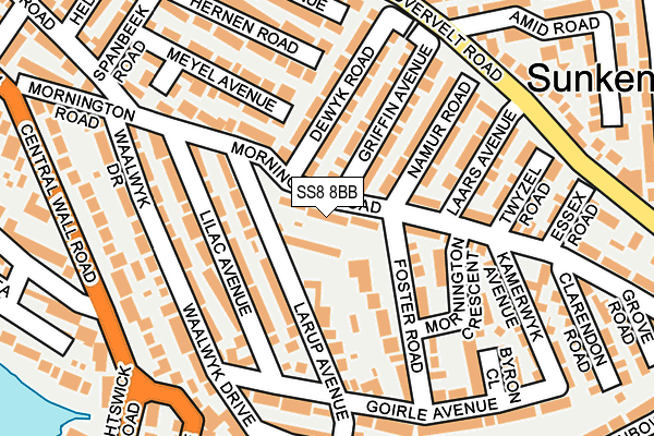 SS8 8BB map - OS OpenMap – Local (Ordnance Survey)