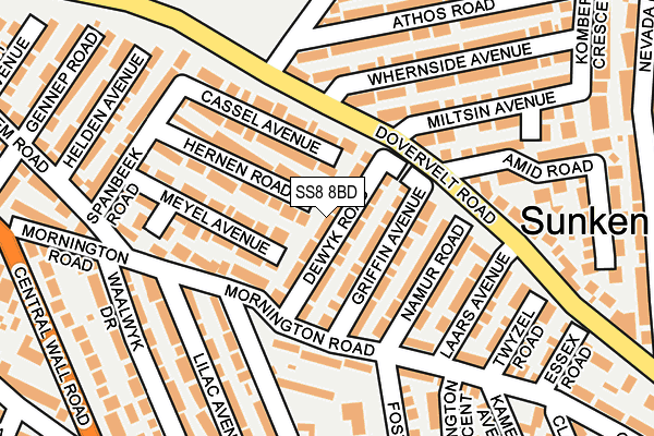 SS8 8BD map - OS OpenMap – Local (Ordnance Survey)