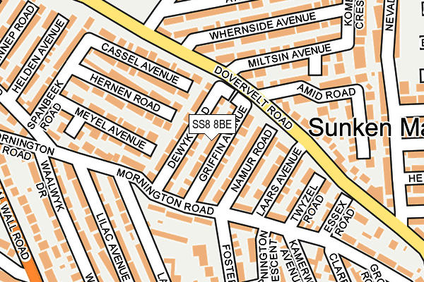 SS8 8BE map - OS OpenMap – Local (Ordnance Survey)