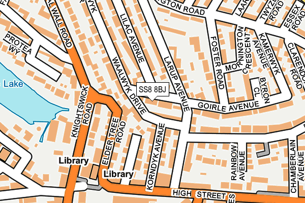 SS8 8BJ map - OS OpenMap – Local (Ordnance Survey)