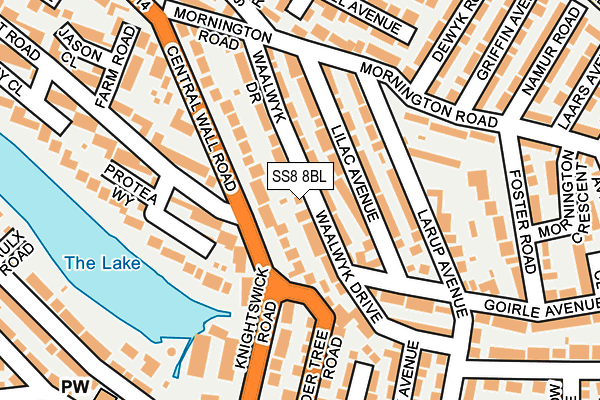 SS8 8BL map - OS OpenMap – Local (Ordnance Survey)