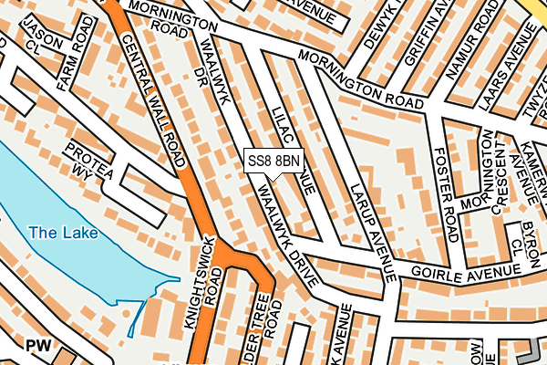 SS8 8BN map - OS OpenMap – Local (Ordnance Survey)