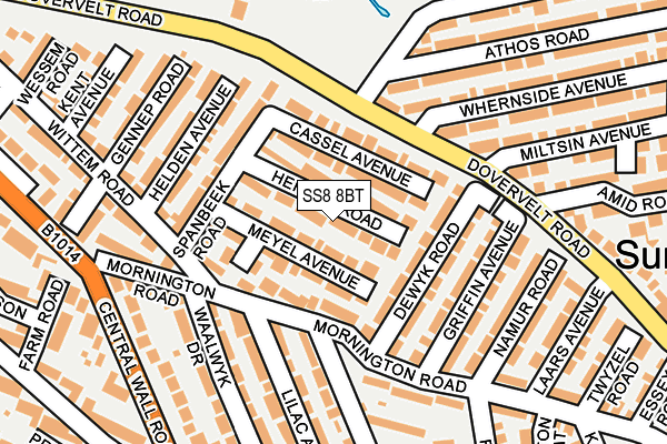 SS8 8BT map - OS OpenMap – Local (Ordnance Survey)