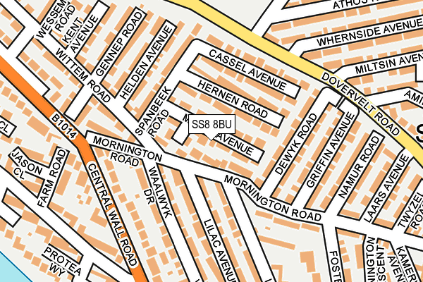 SS8 8BU map - OS OpenMap – Local (Ordnance Survey)