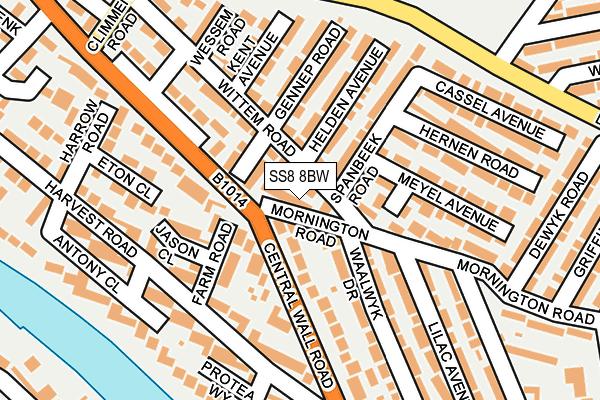 SS8 8BW map - OS OpenMap – Local (Ordnance Survey)