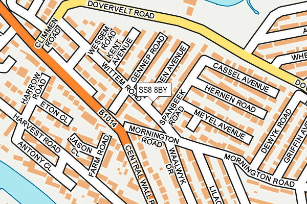 SS8 8BY map - OS OpenMap – Local (Ordnance Survey)