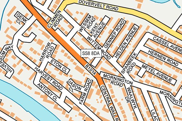 SS8 8DA map - OS OpenMap – Local (Ordnance Survey)