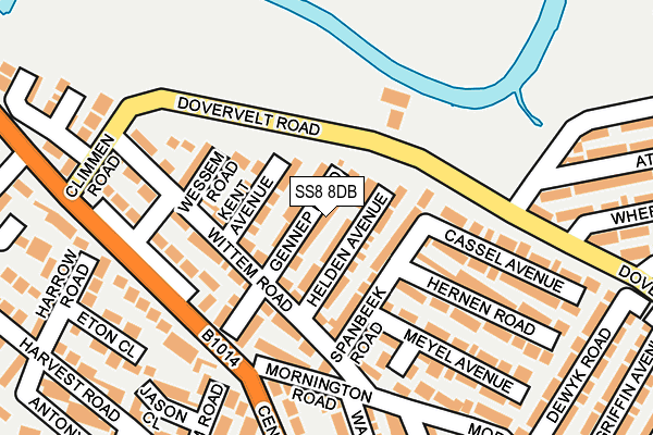 SS8 8DB map - OS OpenMap – Local (Ordnance Survey)