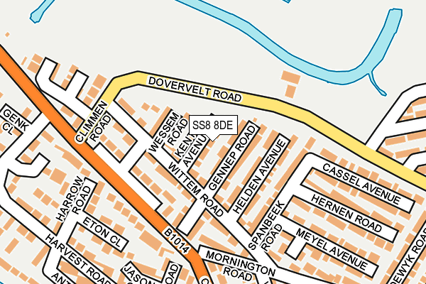 SS8 8DE map - OS OpenMap – Local (Ordnance Survey)