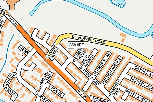 SS8 8DF map - OS OpenMap – Local (Ordnance Survey)