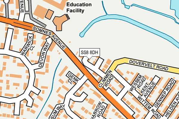 SS8 8DH map - OS OpenMap – Local (Ordnance Survey)