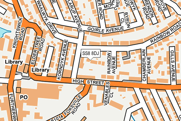 SS8 8DJ map - OS OpenMap – Local (Ordnance Survey)