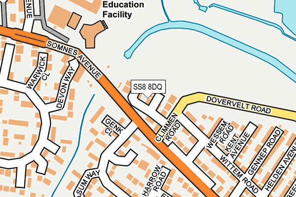 SS8 8DQ map - OS OpenMap – Local (Ordnance Survey)