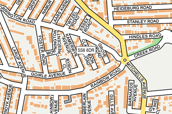 SS8 8DR map - OS OpenMap – Local (Ordnance Survey)