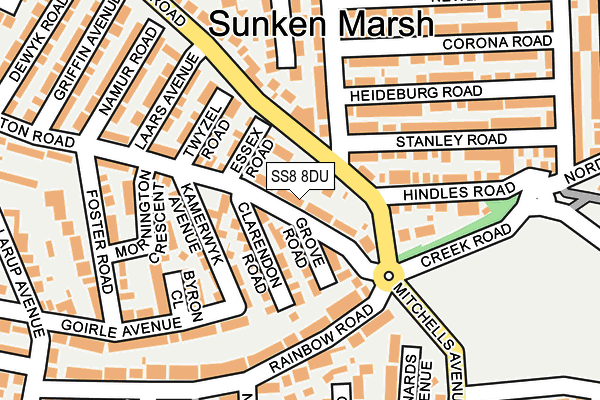 SS8 8DU map - OS OpenMap – Local (Ordnance Survey)