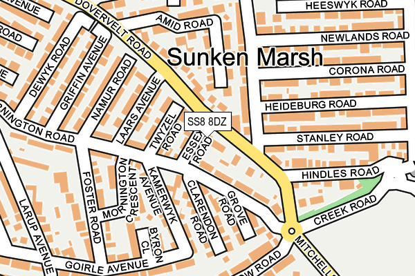 SS8 8DZ map - OS OpenMap – Local (Ordnance Survey)