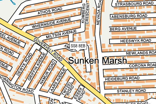 SS8 8EB map - OS OpenMap – Local (Ordnance Survey)