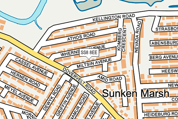 SS8 8EE map - OS OpenMap – Local (Ordnance Survey)