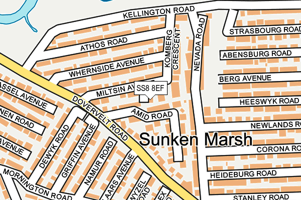 SS8 8EF map - OS OpenMap – Local (Ordnance Survey)