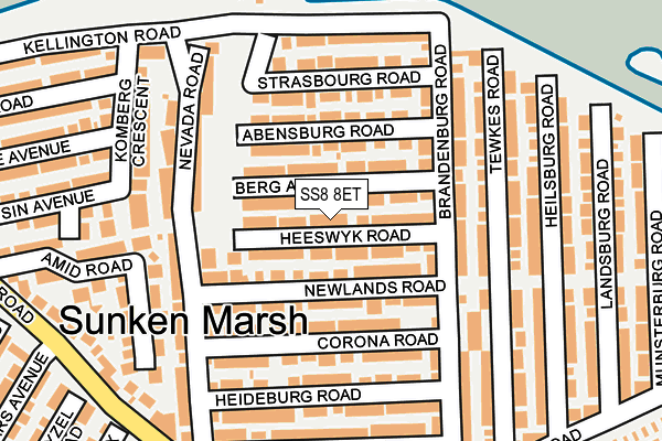 SS8 8ET map - OS OpenMap – Local (Ordnance Survey)