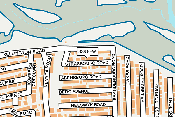 SS8 8EW map - OS OpenMap – Local (Ordnance Survey)