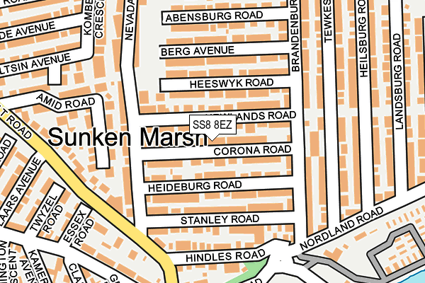 SS8 8EZ map - OS OpenMap – Local (Ordnance Survey)