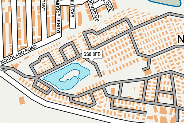 SS8 8FB map - OS OpenMap – Local (Ordnance Survey)