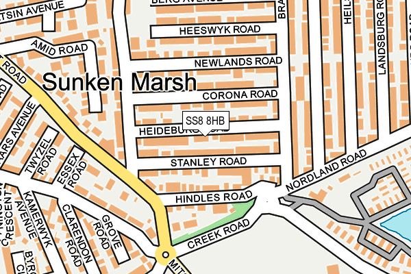 SS8 8HB map - OS OpenMap – Local (Ordnance Survey)