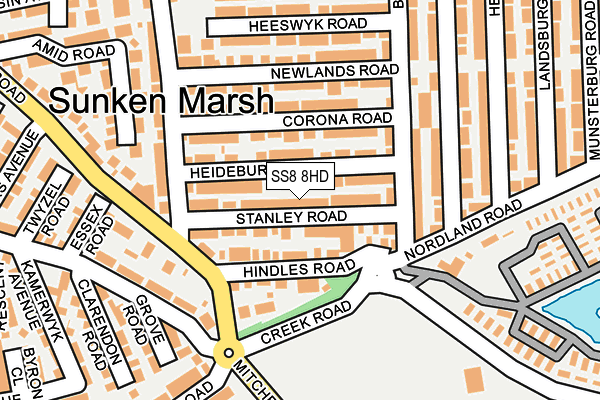 SS8 8HD map - OS OpenMap – Local (Ordnance Survey)