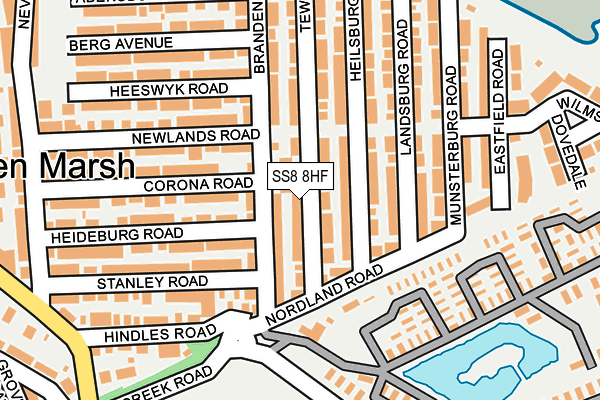 SS8 8HF map - OS OpenMap – Local (Ordnance Survey)